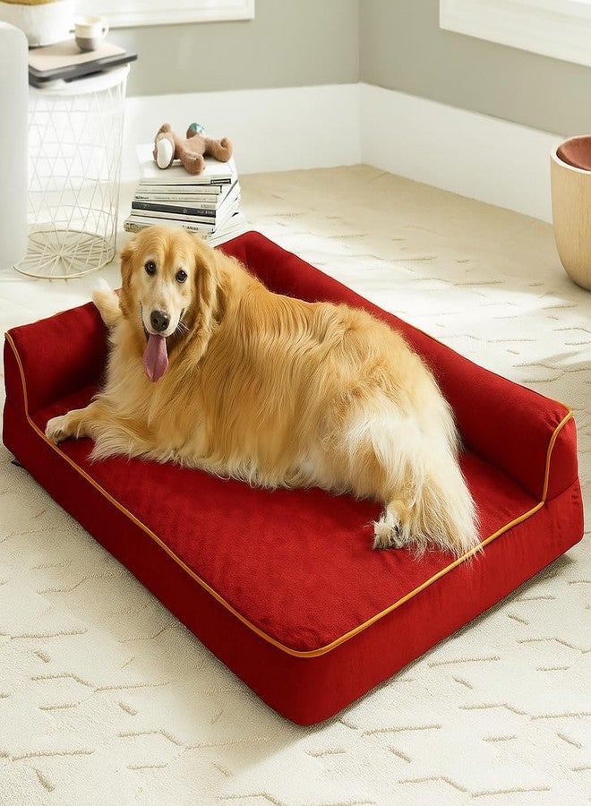 gorgeous Dog Beds Memory Foam Orthopadic Large Bed Waterproof Layer for Labrador, Bulldog, Retriever, Poodle, Large Breed Dogbed (Red, 42X30X6) - Image 1